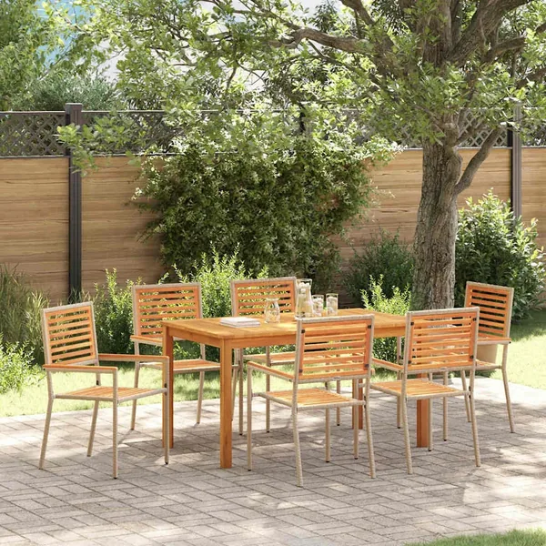 Ensemble de salle à manger pour jardin 7 pcs Beige