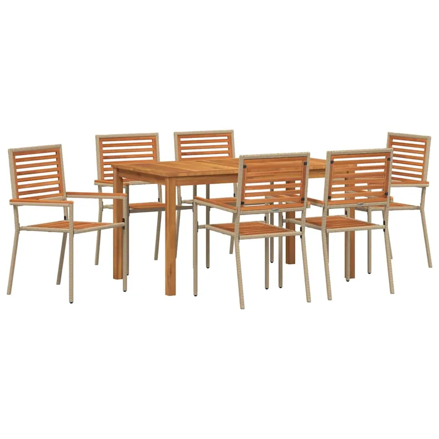 Ensemble de salle à manger pour jardin 7 pcs Beige - 2