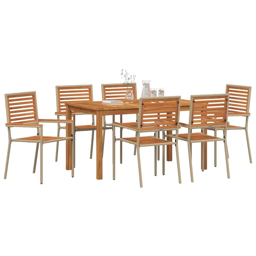 Ensemble de salle à manger pour jardin 7 pcs Beige - 3