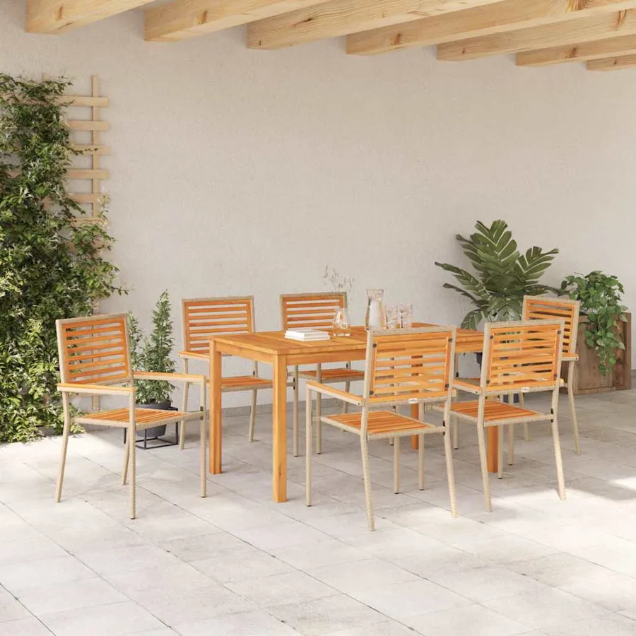 Ensemble de salle à manger pour jardin 7 pcs Beige - 4