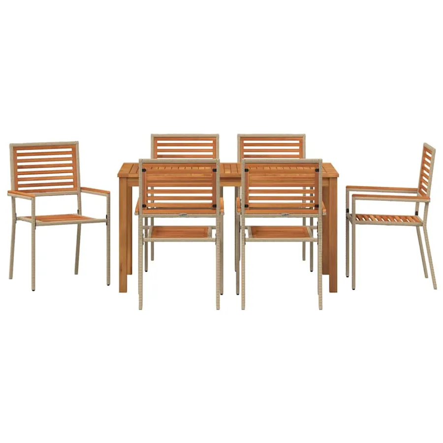 Ensemble de salle à manger pour jardin 7 pcs Beige - 7