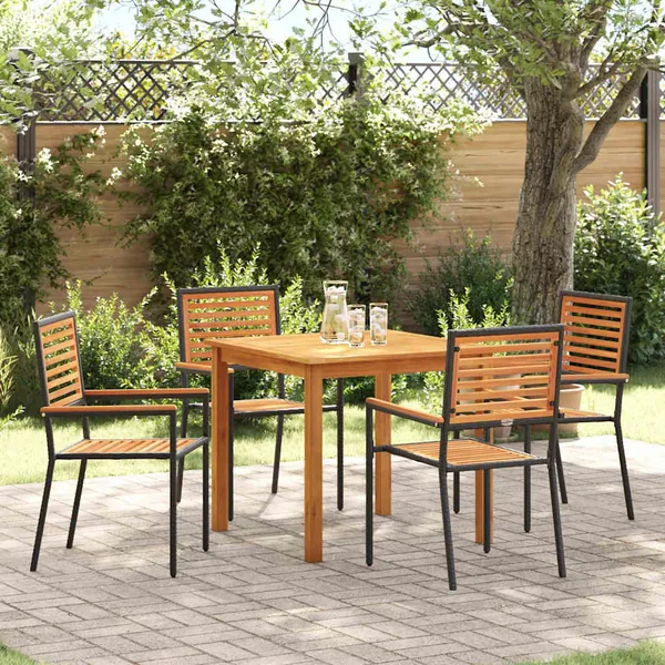 Ensemble de salle à manger pour jardin 5 pcs Noir