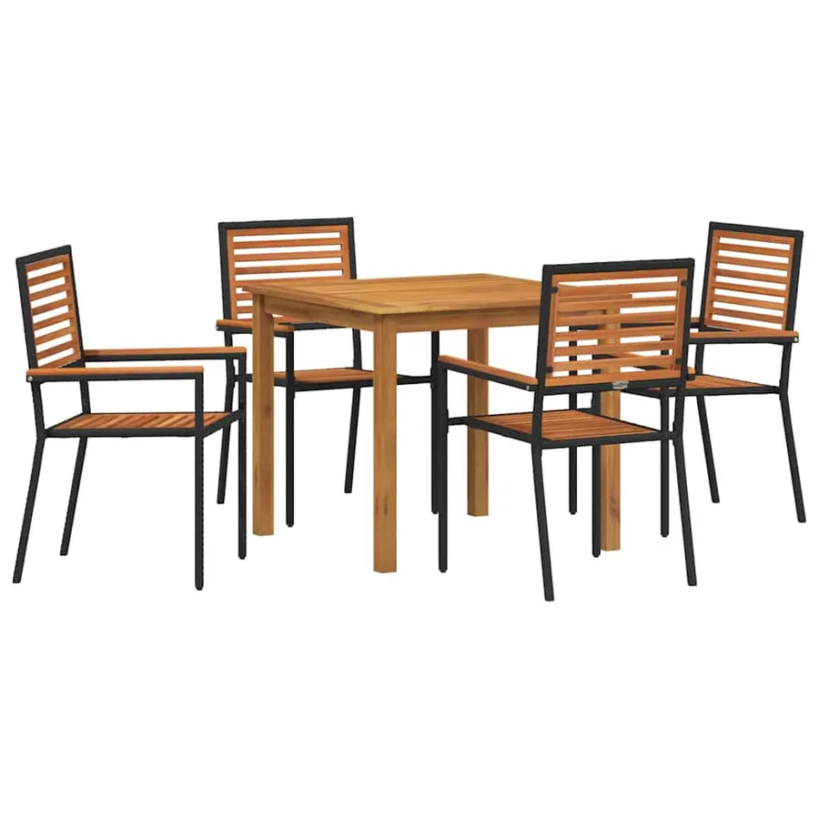 Ensemble de salle à manger pour jardin 5 pcs Noir - 2