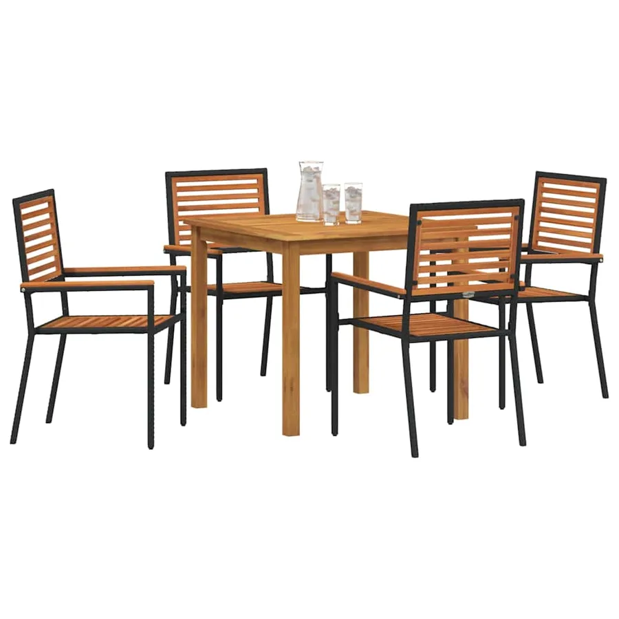 Ensemble de salle à manger pour jardin 5 pcs Noir - 3