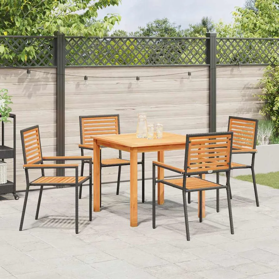 Ensemble de salle à manger pour jardin 5 pcs Noir - 4