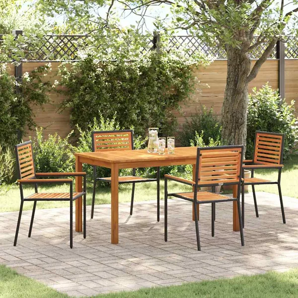 Ensemble de salle à manger pour jardin 5 pcs Noir