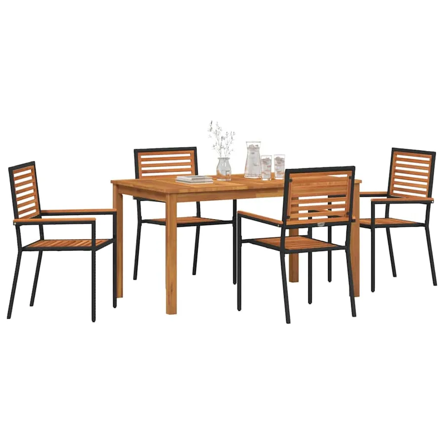 Ensemble de salle à manger pour jardin 5 pcs Noir - 3