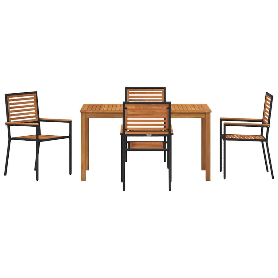 Ensemble de salle à manger pour jardin 5 pcs Noir - 7