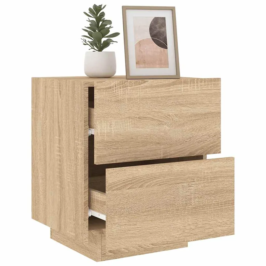 Armoire de chevet avec lumières LED chêne sonoma - 5
