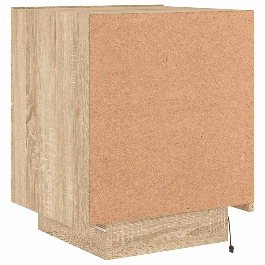 Armoire de chevet avec lumières LED chêne sonoma - 9