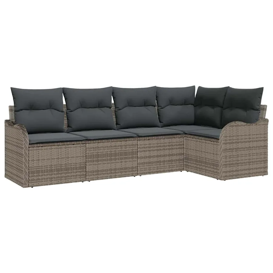 Ensemble de canapé de jardin avec coussin 5 pcs Gris Poly rotin - 2