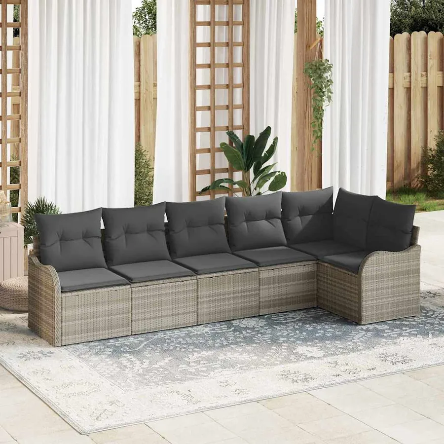 Ensemble de canapé de jardin Gris clair polyrotin