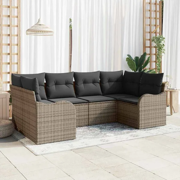 Ensemble de canapé de jardin Gris polyrotin