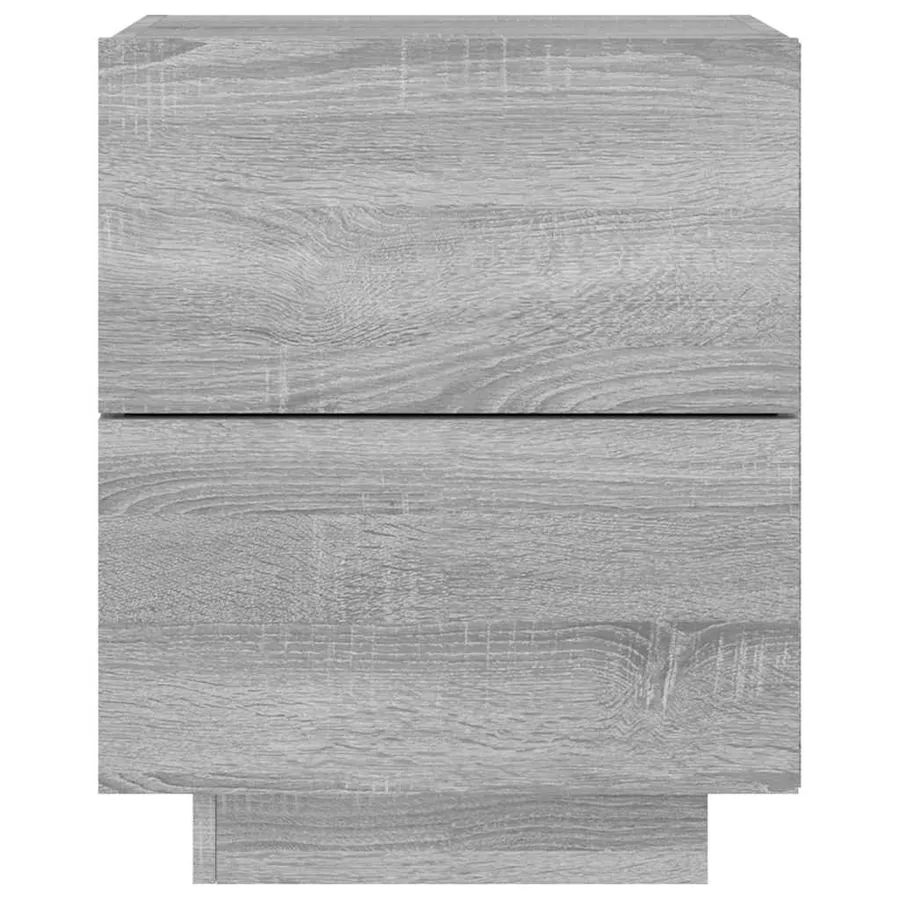 Armoire de chevet et lumières LED sonoma gris bois d'ingénierie - 7