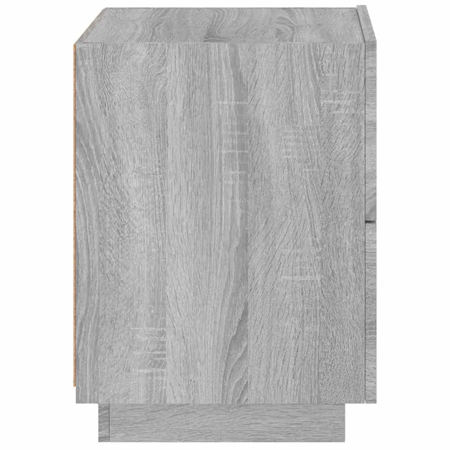 Armoire de chevet et lumières LED sonoma gris bois d'ingénierie - 8
