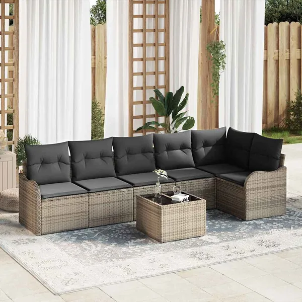 Ensemble de canapé de jardin Gris polyrotin