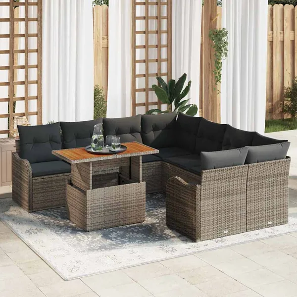 Ensemble de canapé de jardin avec coussin 7 pcs Gris