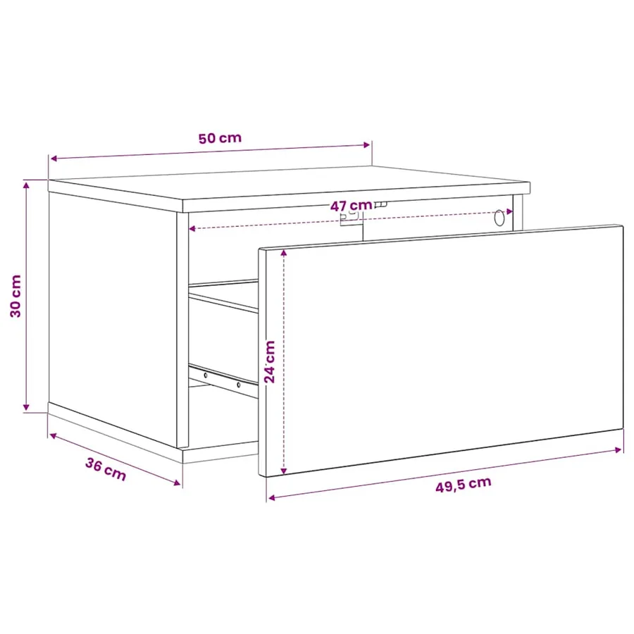 Table de chevet murale avec lumières LED chêne fumé - 17
