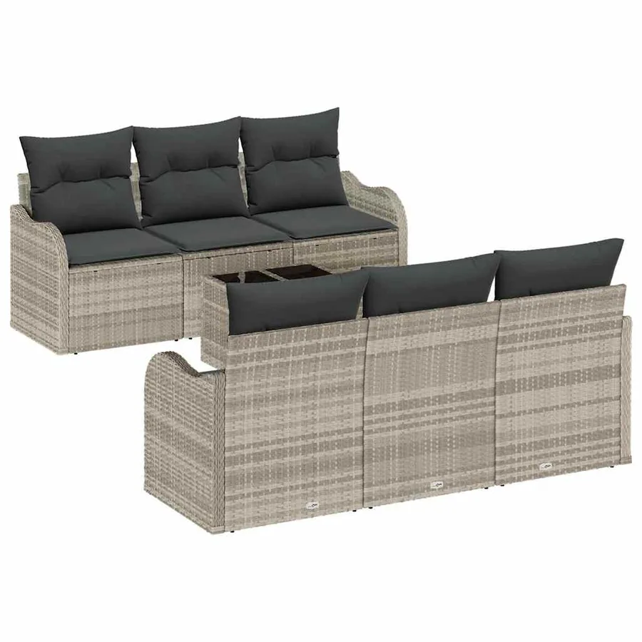 Ensemble de canapé de jardin 7 pcs Gris clair et gris foncé - 2