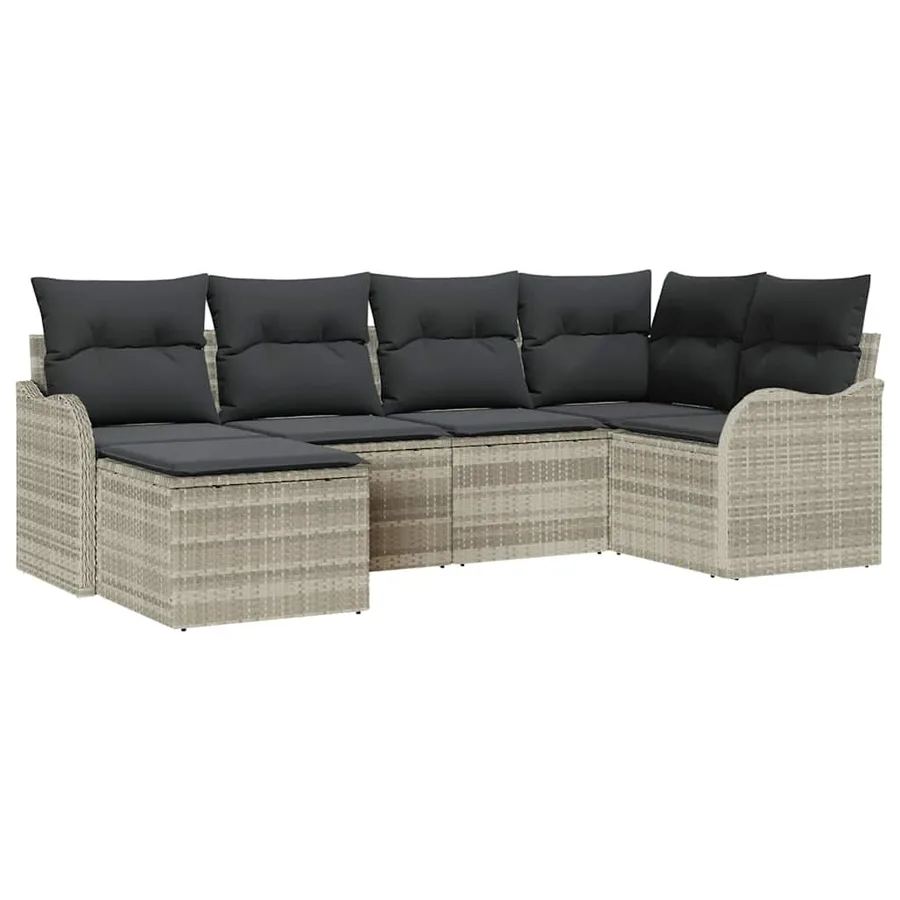 Ensemble de canapé de jardin 6 pcs Gris clair Poly rotin - 2