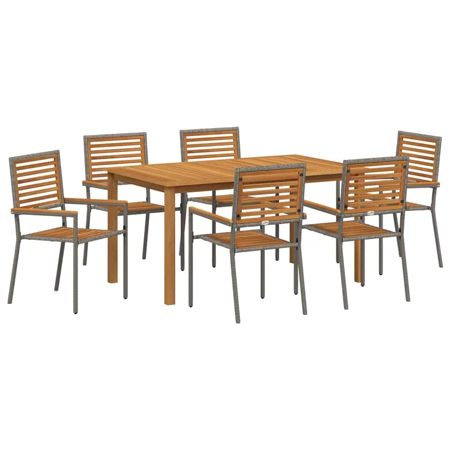 Ensemble de salle à manger pour jardin 7 pcs Gris - 2