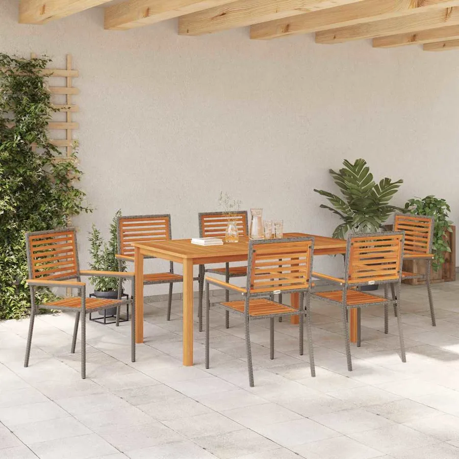 Ensemble de salle à manger pour jardin 7 pcs Gris - 4