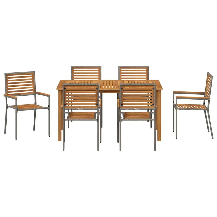 Ensemble de salle à manger pour jardin 7 pcs Gris - 7