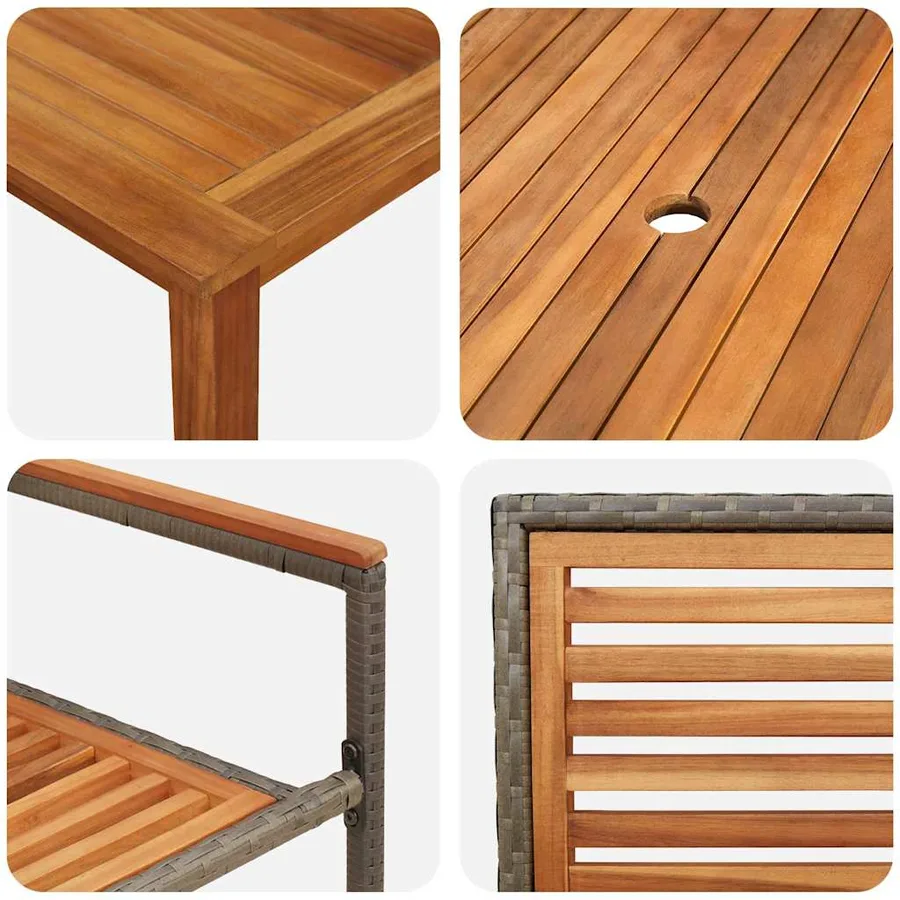 Ensemble de salle à manger pour jardin 7 pcs Gris - 9