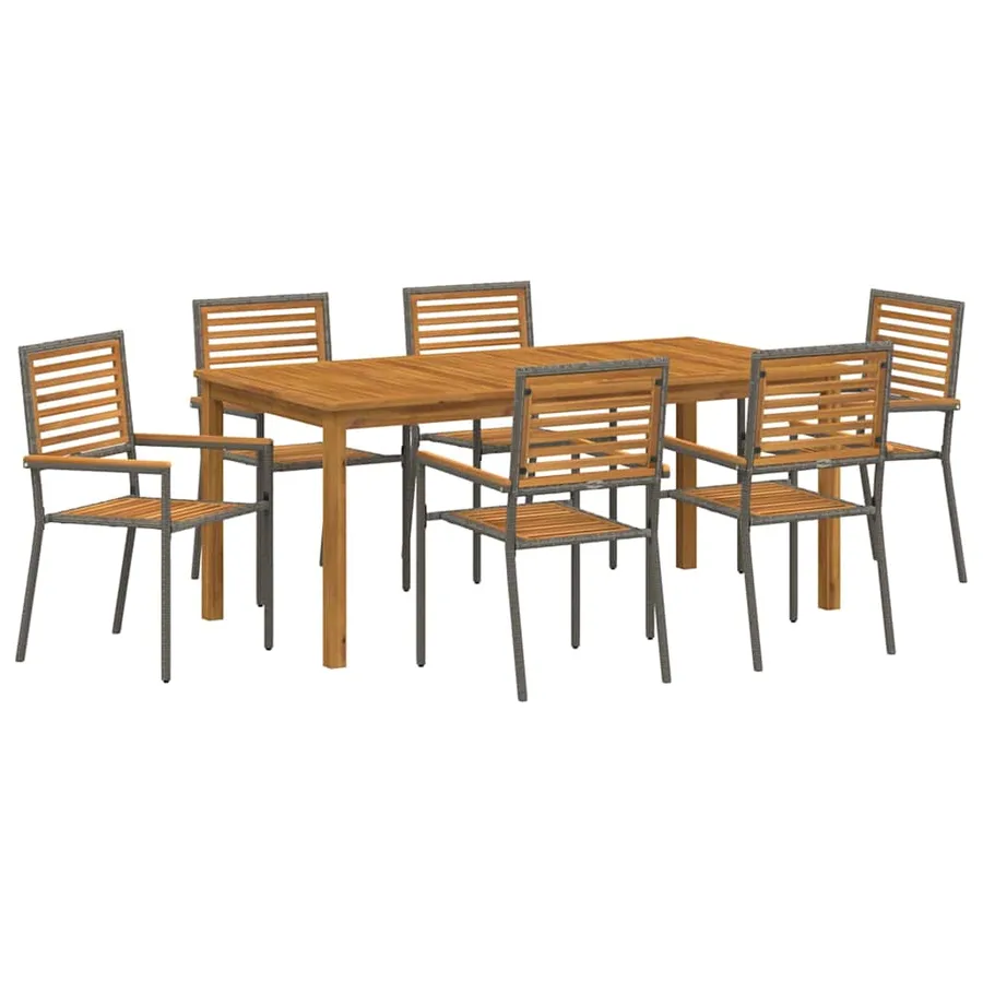 Ensemble de salle à manger pour jardin 7 pcs Gris - 2