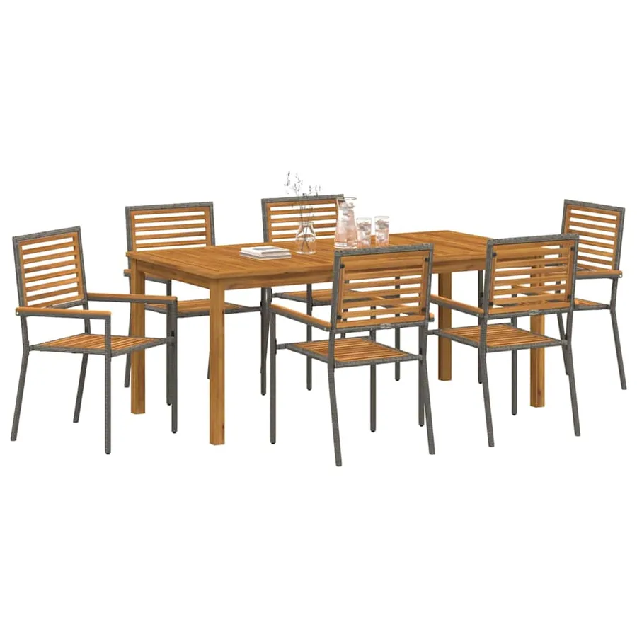 Ensemble de salle à manger pour jardin 7 pcs Gris - 3