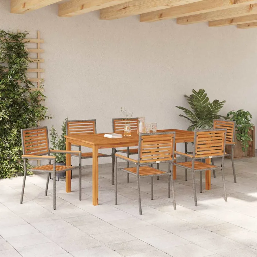 Ensemble de salle à manger pour jardin 7 pcs Gris - 4