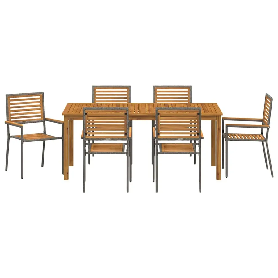 Ensemble de salle à manger pour jardin 7 pcs Gris - 7