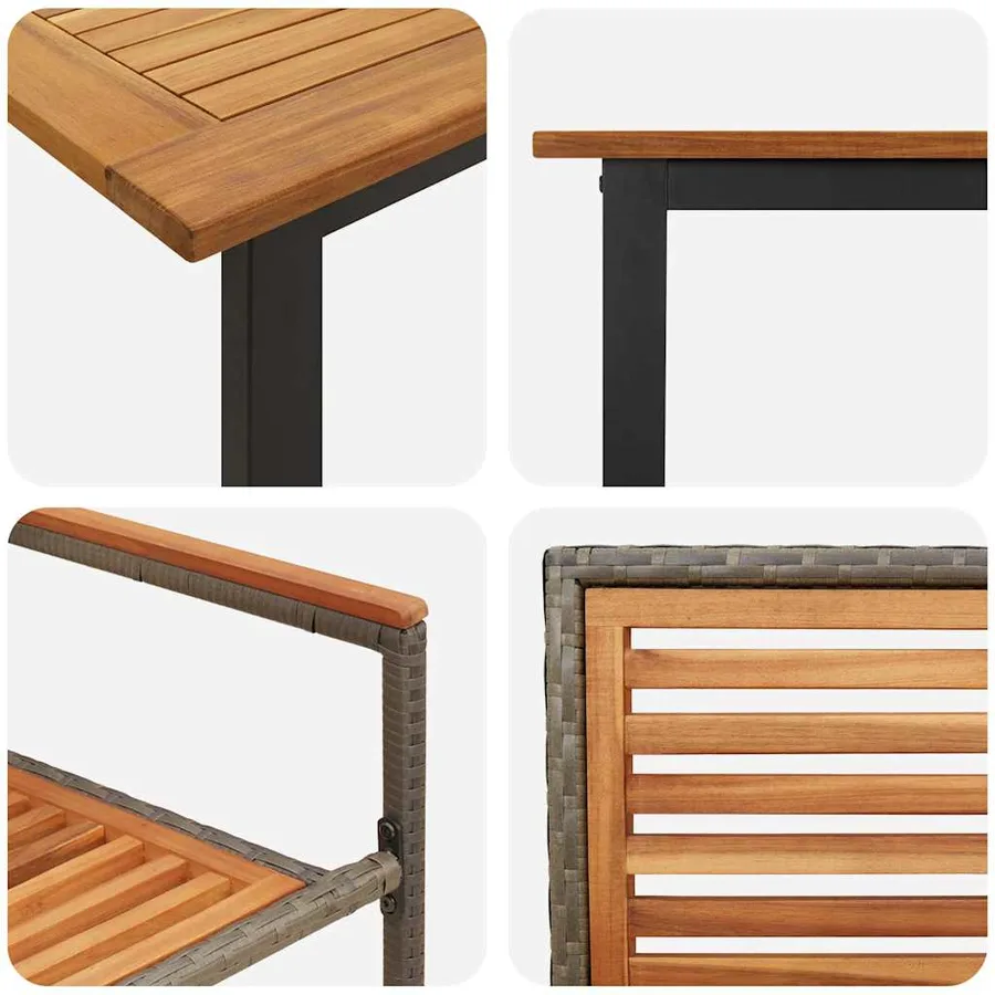 Ensemble de salle à manger pour jardin 9 pcs Gris - 9