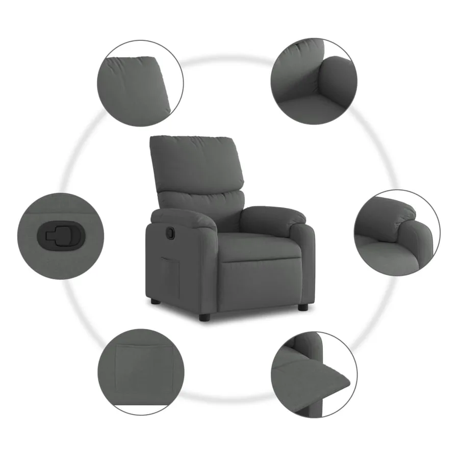 Fauteuil inclinable Gris foncé Tissu - 7