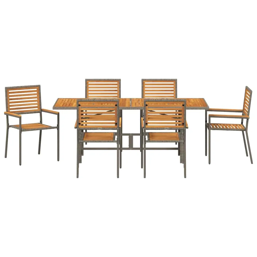 Ensemble de salle à manger pour jardin 7 pcs Gris et marron - 7