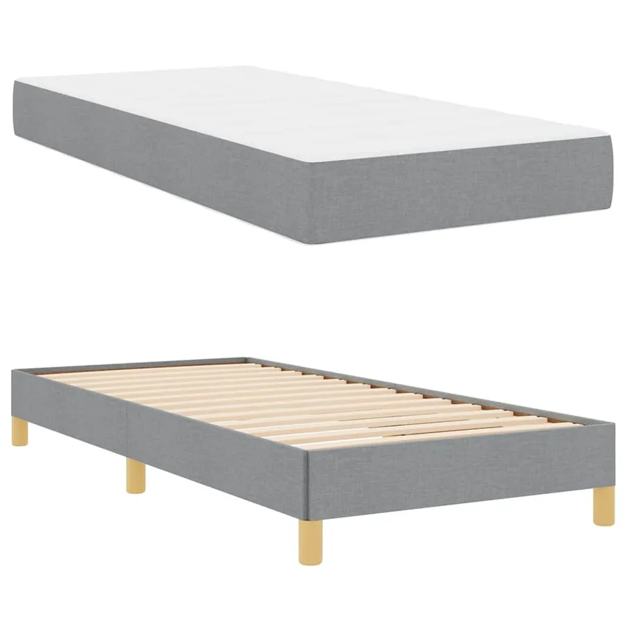 Lit à ressorts avec matelas Gris clair 100 x 200 cm tissu - 6