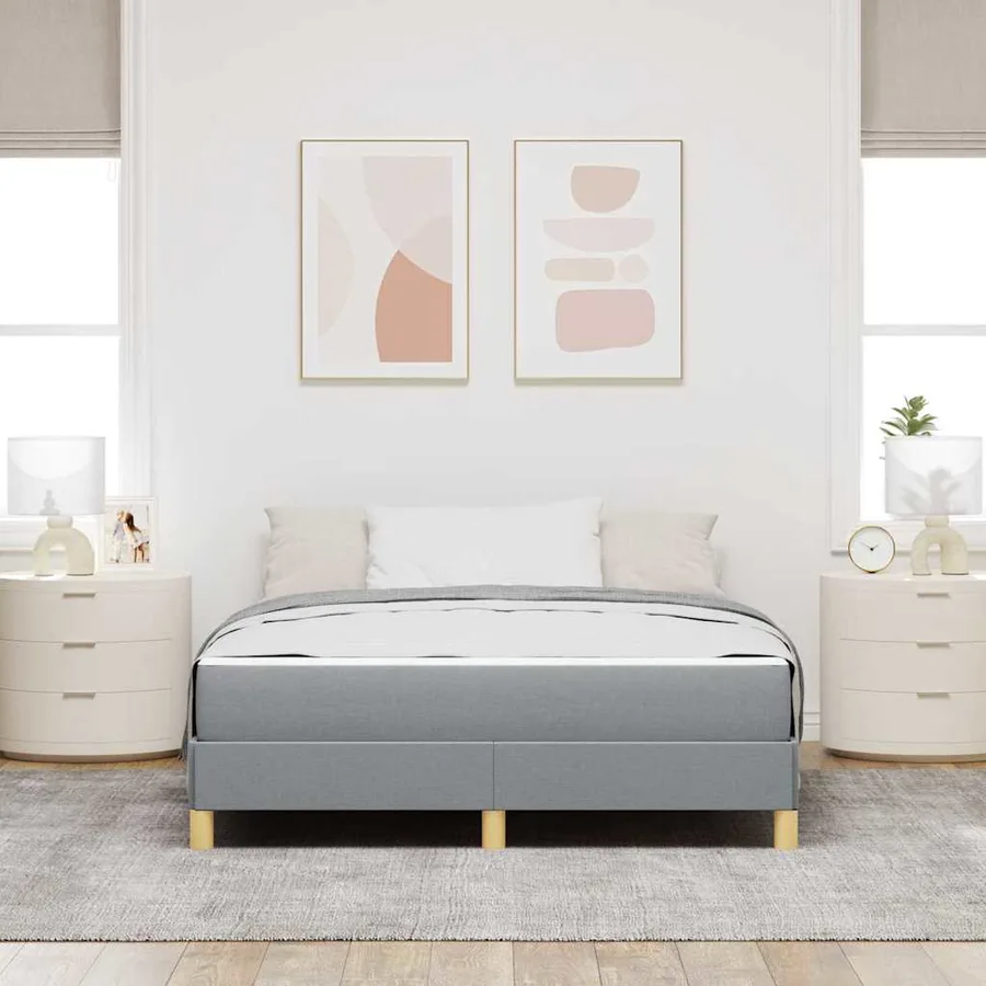 Lit à ressorts avec matelas Gris clair 160 x 200 cm tissu - 3