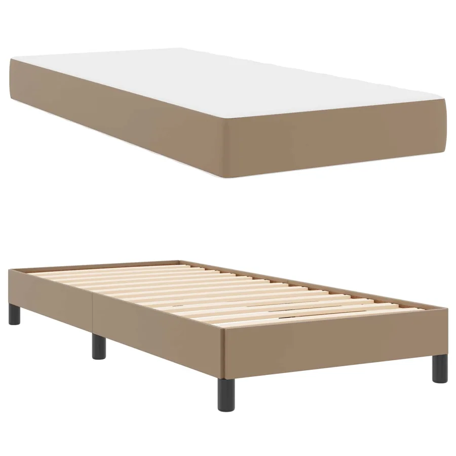 Cadre de lit avec matelas Cappuccino 90 x 200 cm tissu - 5