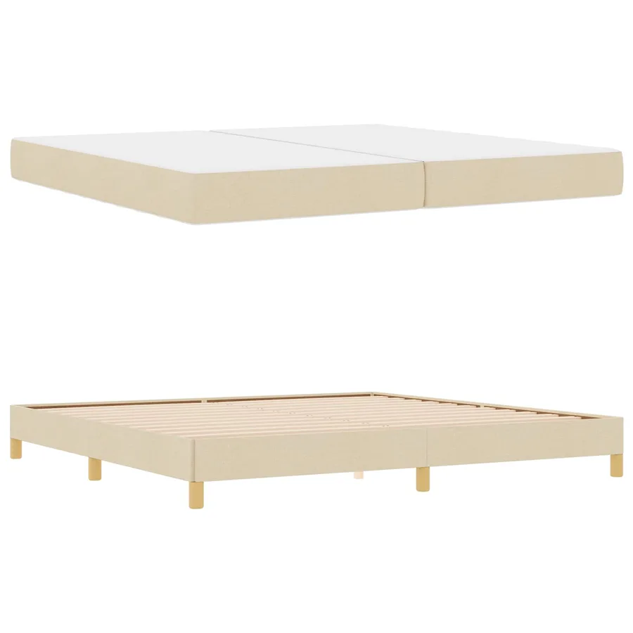 Lit à ressorts avec matelas Crème 200 x 200 cm tissu - 4