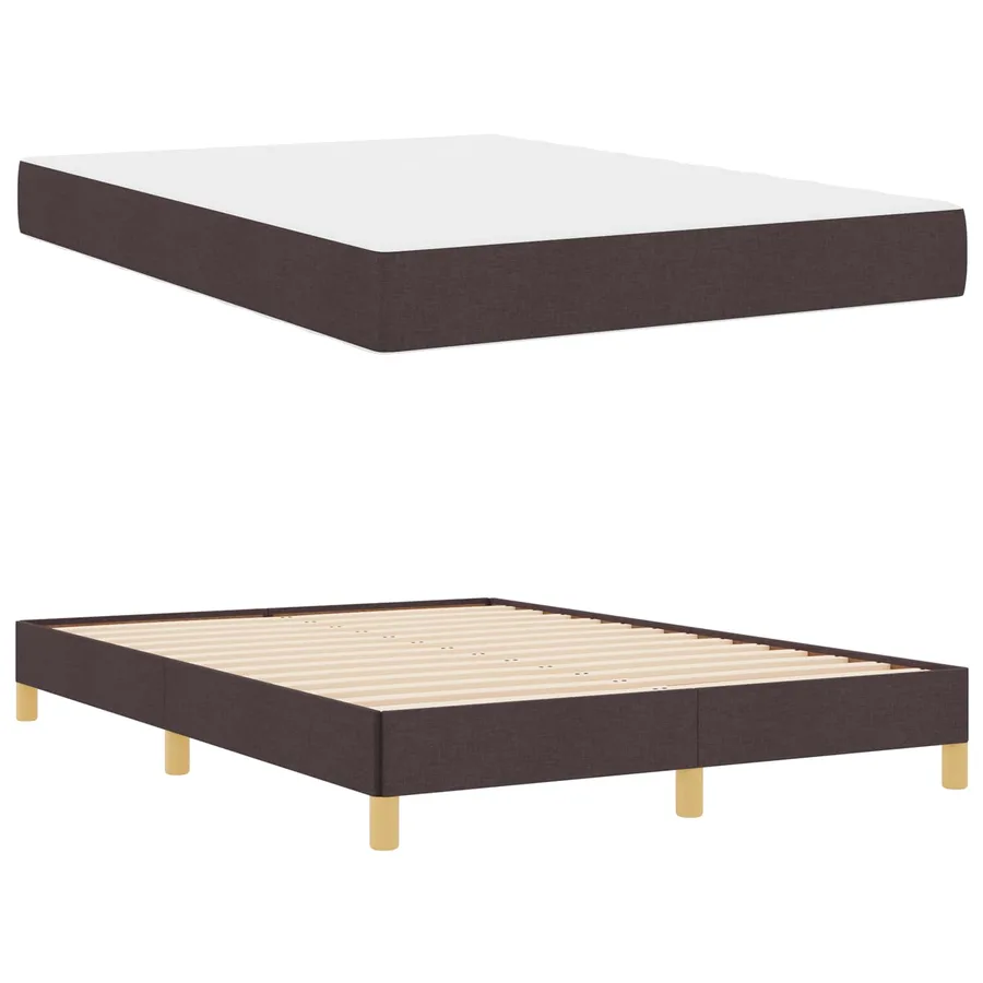 Lit à ressorts avec matelas Marron foncé 160 x 200 cm tissu - 5