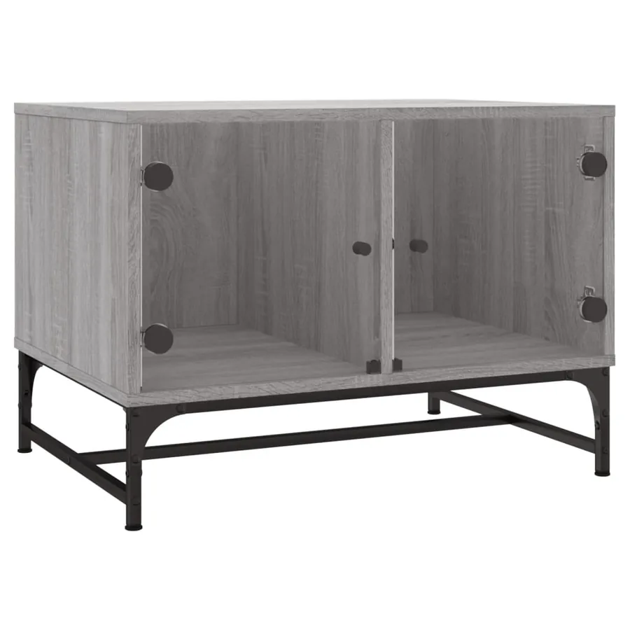 Table basse avec portes en verre sonoma gris 68,5x50x50 cm - 2