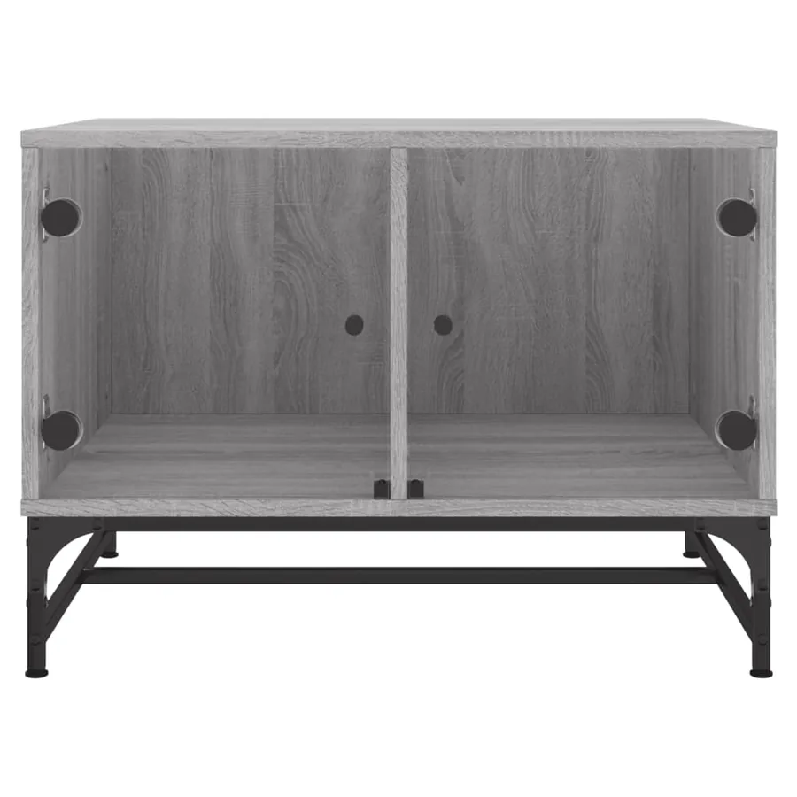 Table basse avec portes en verre sonoma gris 68,5x50x50 cm - 5