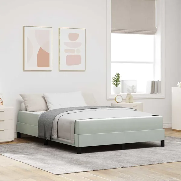 Lit à ressorts avec matelas Gris clair 140 x 210 cm tissu