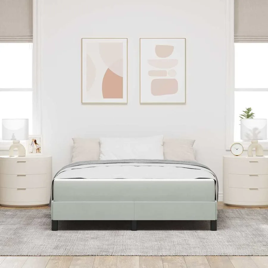 Lit à ressorts avec matelas Gris clair 140 x 210 cm tissu - 3