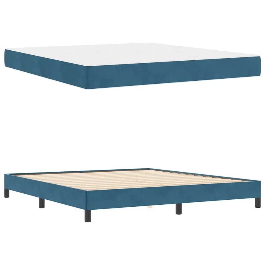 Lit à ressorts avec matelas Bleu foncé 180 x 220 cm tissu - 4
