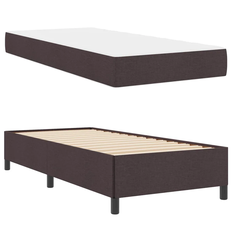 Lit à ressorts Marron foncé 90 x 200 cm tissu - 5