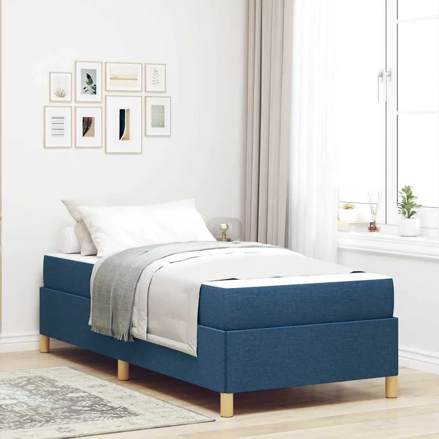 Cadre de lit avec matelas Bleu 80 x 200 cm tissu