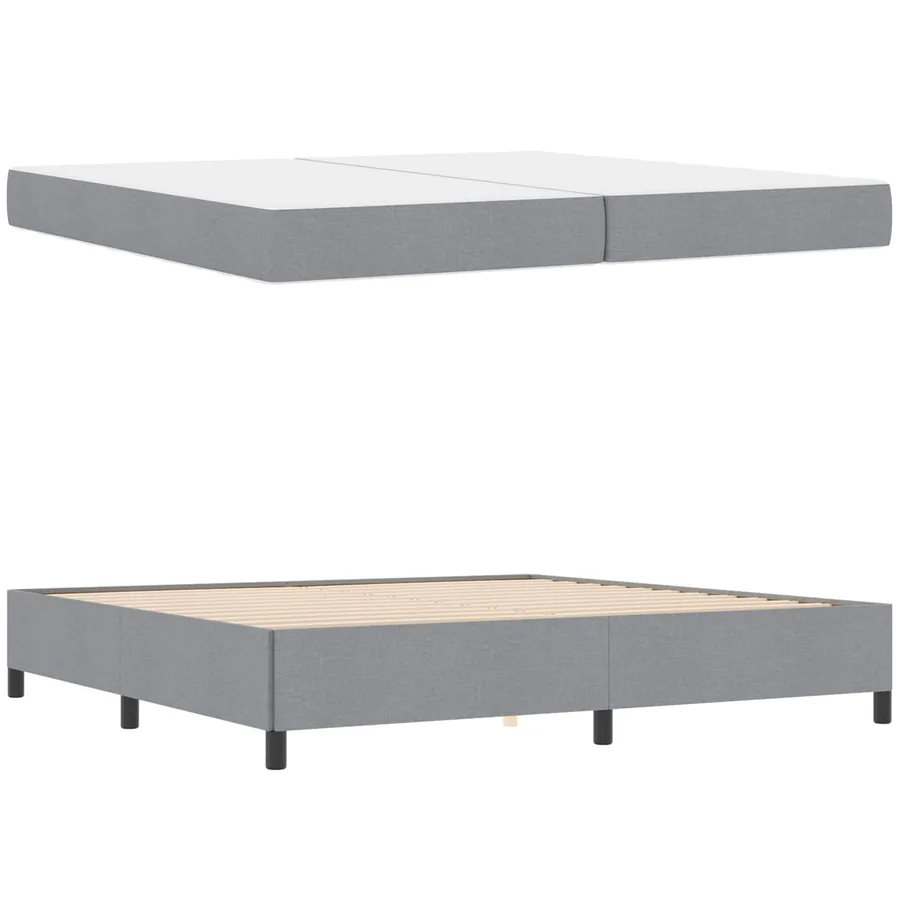 Lit à ressorts avec matelas Gris clair 200 x 200 cm tissu - 4