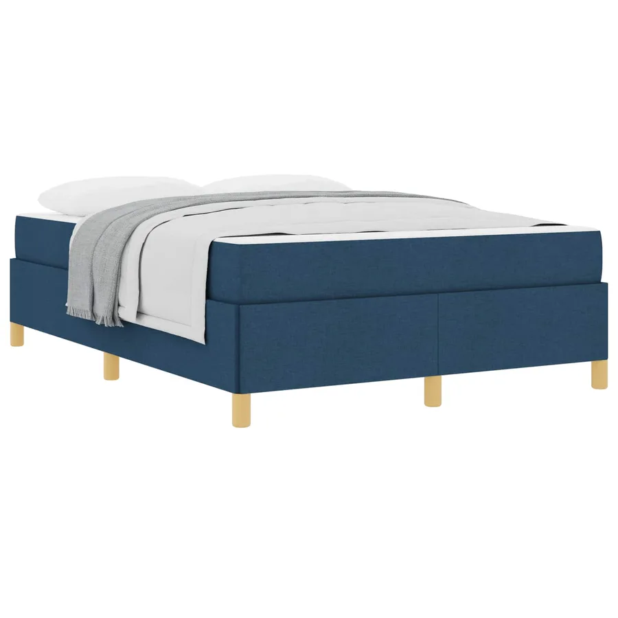 Cadre de lit avec matelas Bleu 140 x 190 cm tissu - 2