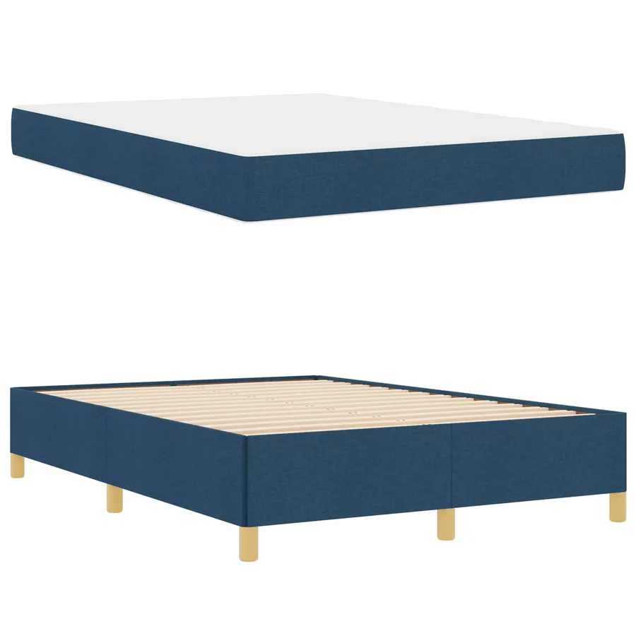 Cadre de lit avec matelas Bleu 140 x 190 cm tissu - 5